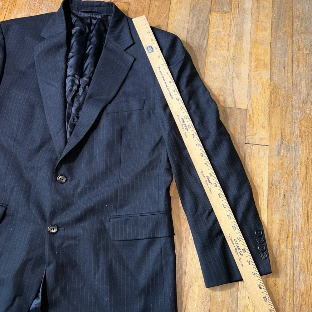 Brooks Brothers 346 Mens 42R Navy Blue Pinstripe Wool Stretch Blazer Sport Coat